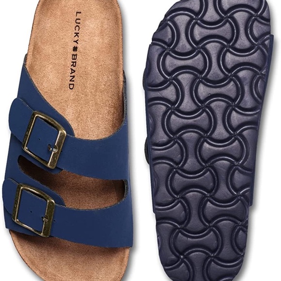 Lucky Brand Blanc Casual Double Buckle 2 Strap Slide Sandal for kids size 13 - Picture 1 of 7